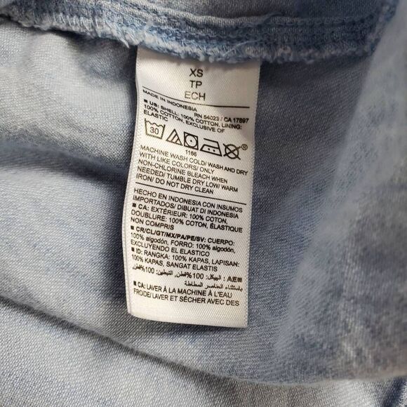 Old Navy Women’s Light Blue Puff Sleeve Peplum Top XS Cotton Blouse Square Neck - Picture 6 of 7